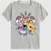 T-shirt med kort ärm och motiv för småbarn: Nalle Puh och vännerna – regnbåge och stjärnor