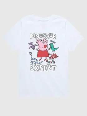 T-shirt med kort ärm och Peppa Pig-motiv ”Dinosaur Expert” för småbarn