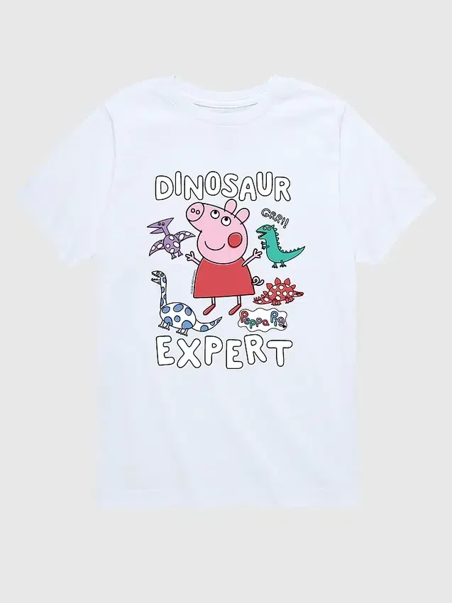 T-shirt med kort ärm och Peppa Pig-motiv ”Dinosaur Expert” för småbarn