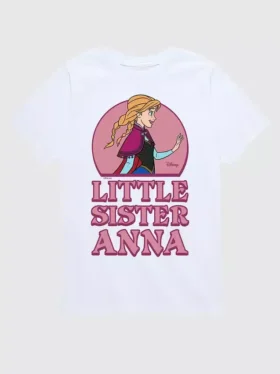 T-shirt med kort ärm och tryck för småbarn: Frozen – Lillasyster Anna Shorts