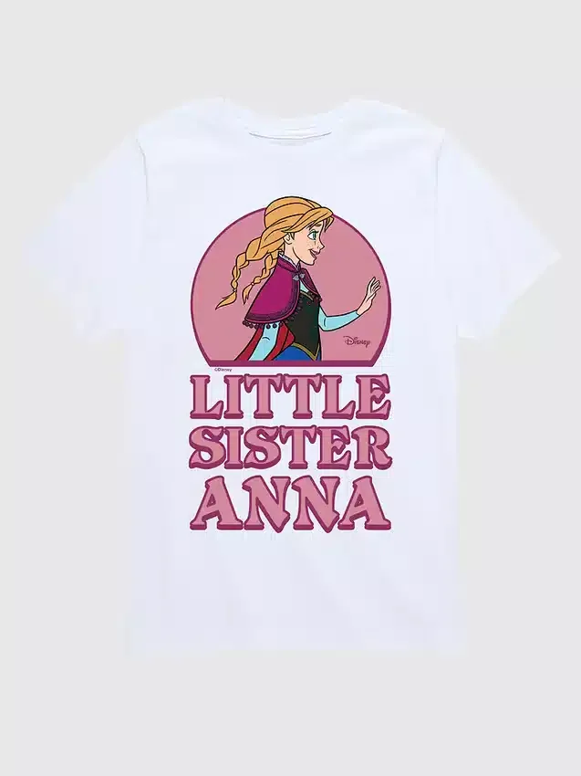 T-shirt med kort ärm och tryck för småbarn: Frozen – Lillasyster Anna Shorts