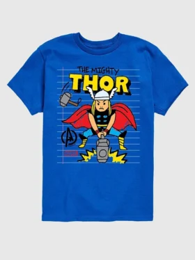 T-shirt med kort ärm och tryck för småbarn: Marvel Thor Doodle Shorts