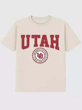 T-shirt med mörk grafisk bild av University of Utahs universitetsvapen