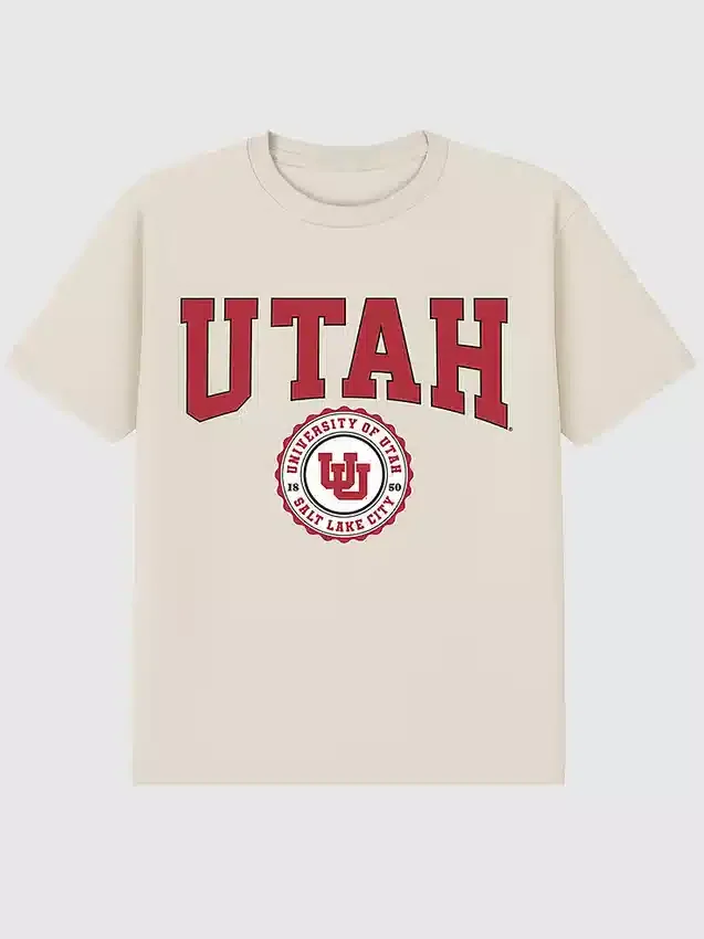 T-shirt med mörk grafisk bild av University of Utahs universitetsvapen