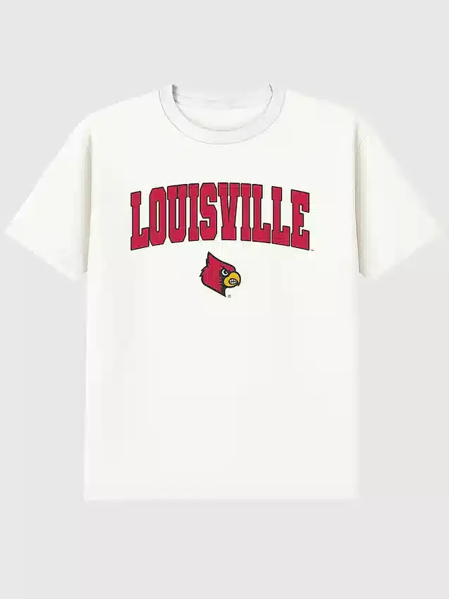 T-shirt med mörkt tryck av University of Louisvilles Arch Logo