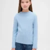 T-shirt med ribbad hög hals för barn