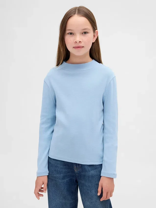 T-shirt med ribbad hög hals för barn