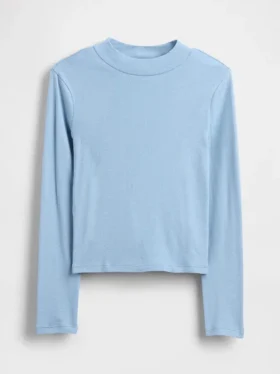 T-shirt med ribbad hög hals för barn