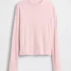 T-shirt med ribbad hög hals för barn