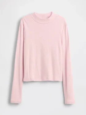 T-shirt med ribbad hög hals för barn