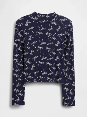 T-shirt med ribbad hög hals för barn