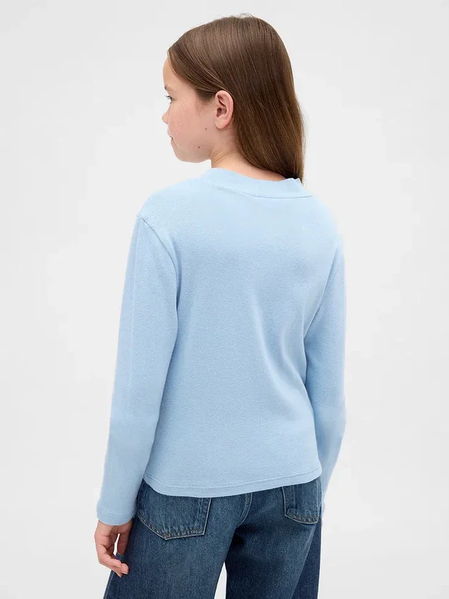T-shirt med ribbad hög hals för barn