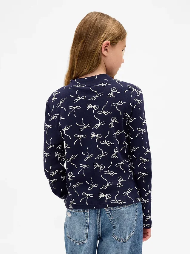 T-shirt med ribbad hög hals för barn