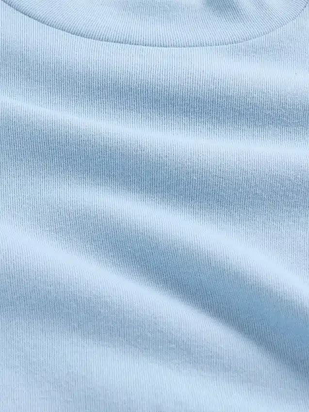 T-shirt med ribbad hög hals för barn