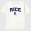 T-shirt med Rice Universitys Arch Logo som sekundär grafik