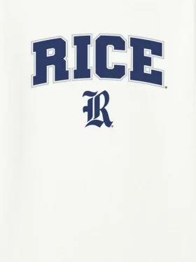 T-shirt med Rice Universitys Arch Logo som sekundär grafik