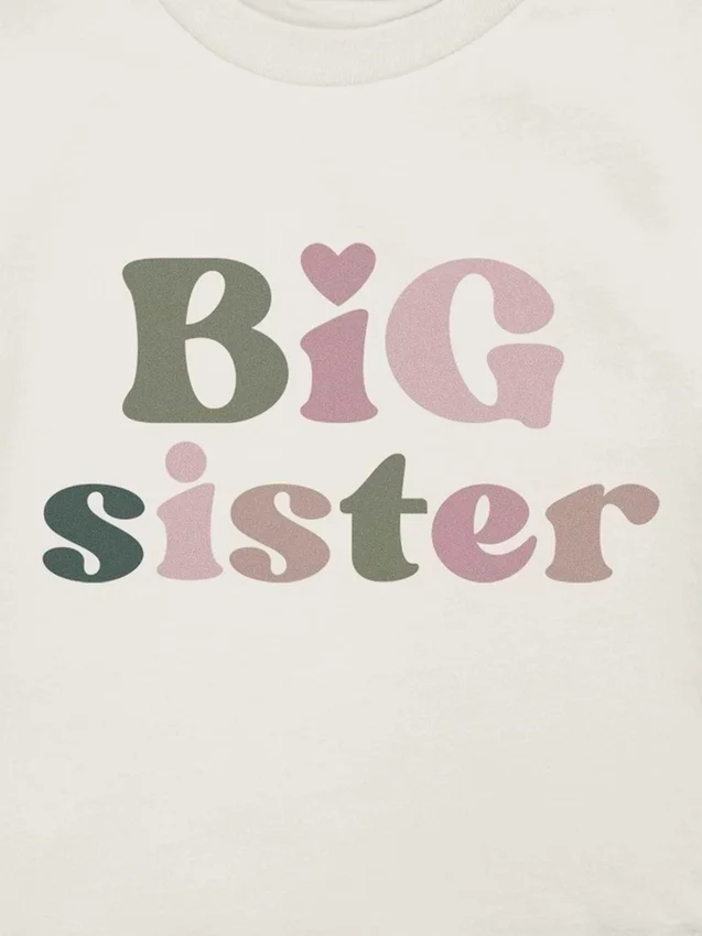 T-shirt med tryck för småbarn – Big Sister