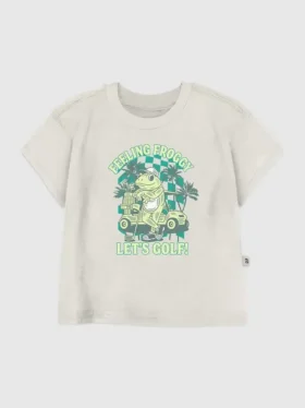 T-shirt med tryck för småbarn: Froggy Golfing