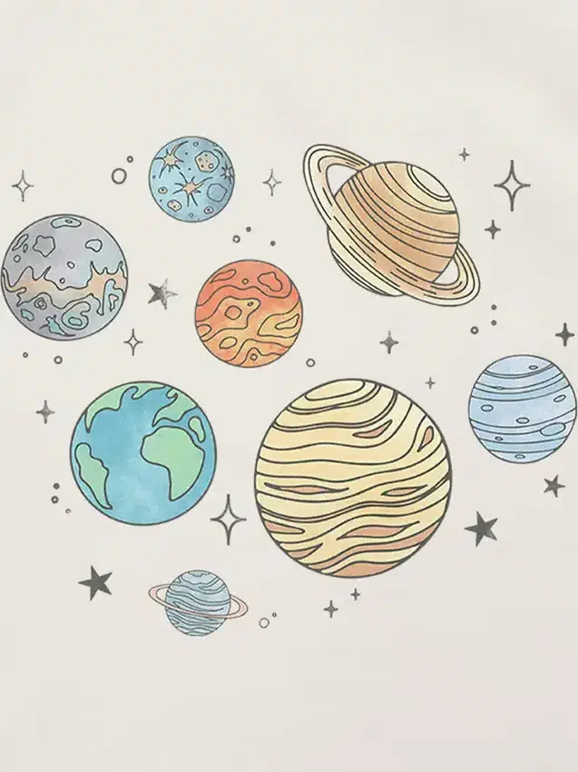 T-shirt med tryck för småbarn: Planets Jumble