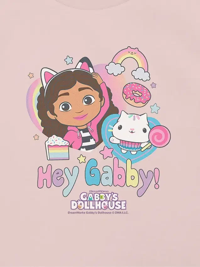 T-shirt med tryck ”Hey Gabby” från Gabbys Dollhouse för småbarn