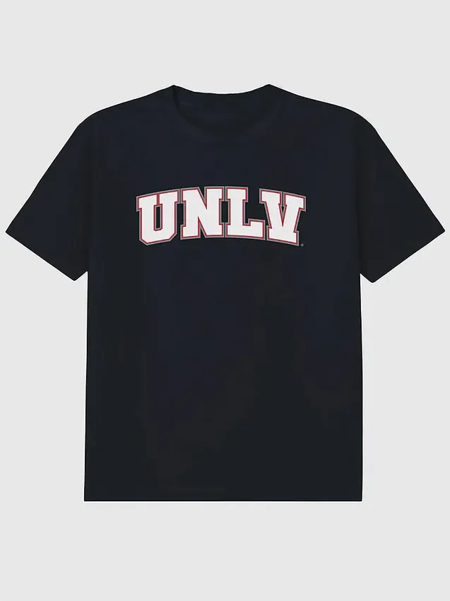 T-shirt med University of Nevada Las Vegas Arch Logo som sekundär grafik