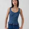 Tajt peplum-top i denim