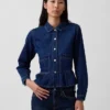 Tajt peplum-top i denim