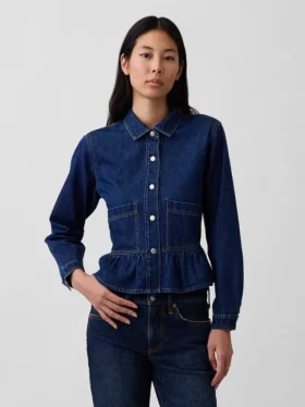 Tajt peplum-top i denim