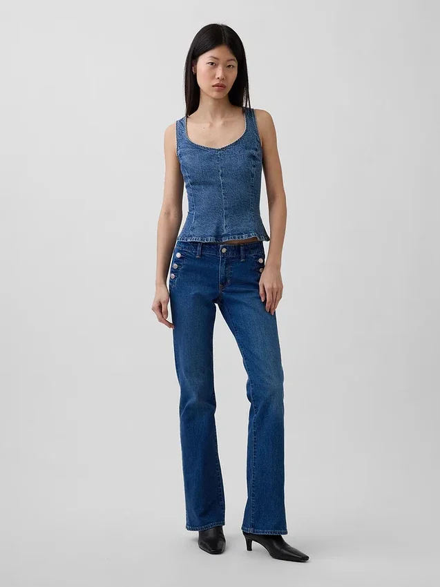 Tajt peplum-top i denim