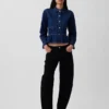 Tajt peplum-top i denim