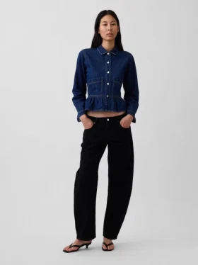 Tajt peplum-top i denim