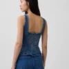 Tajt peplum-top i denim
