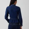 Tajt peplum-top i denim