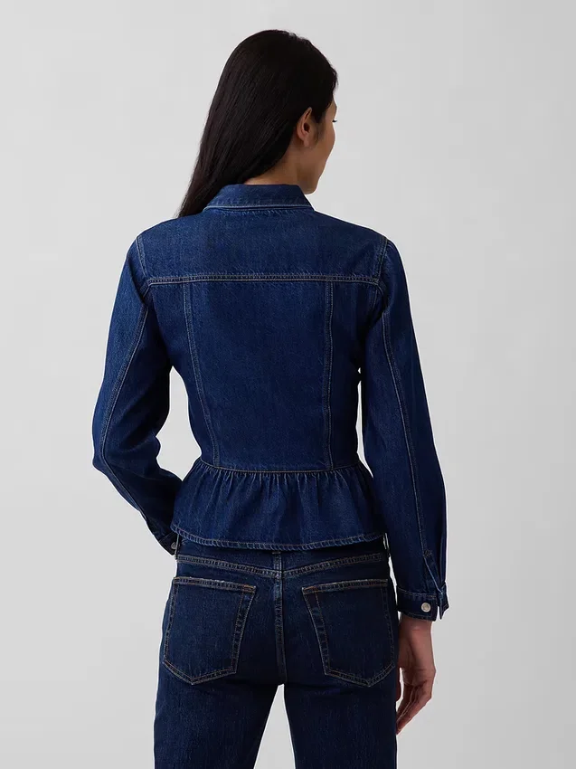 Tajt peplum-top i denim