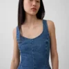 Tajt peplum-top i denim