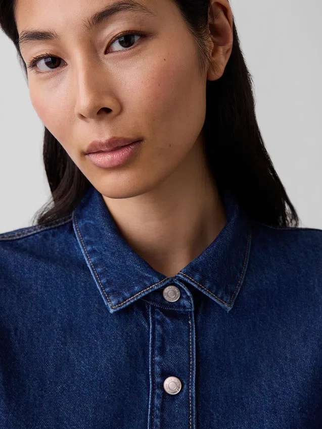 Tajt peplum-top i denim