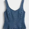 Tajt peplum-top i denim
