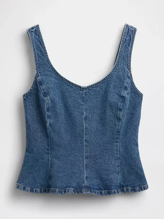 Tajt peplum-top i denim