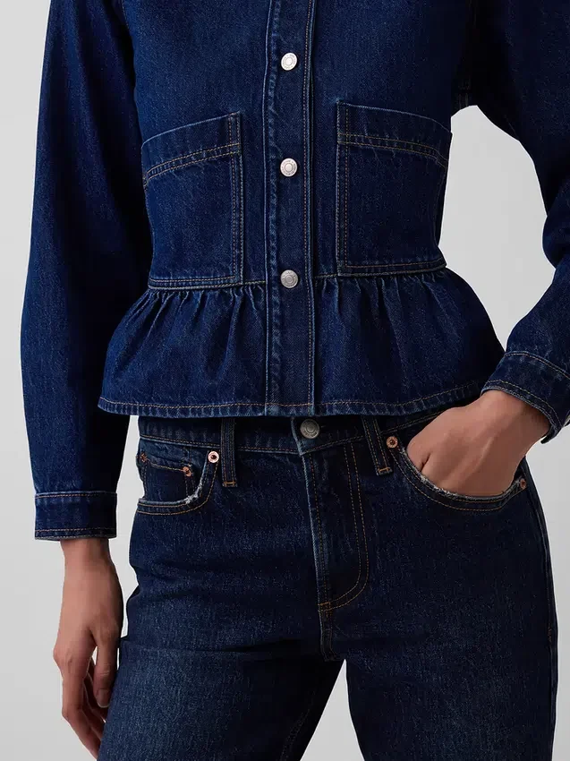 Tajt peplum-top i denim