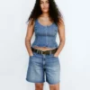 Tajt peplum-top i denim