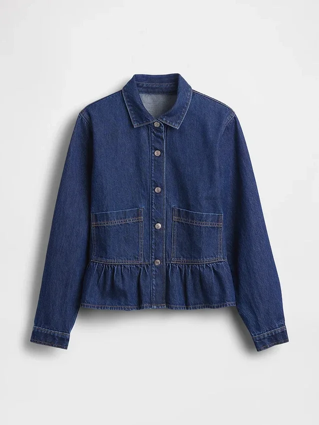 Tajt peplum-top i denim