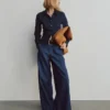 Tajt sittande kort skjorta i denim