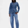 Tajt sittande lång denimjacka