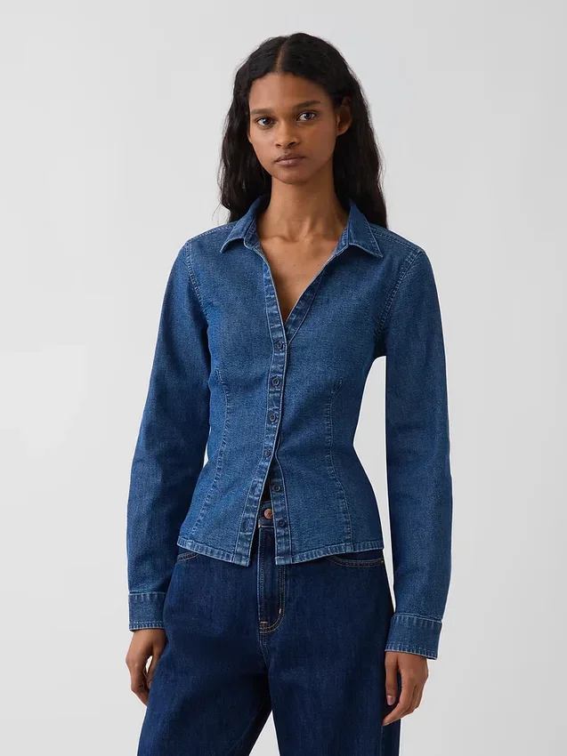 Tajt sittande skjorta i denim