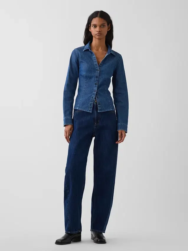 Tajt sittande skjorta i denim