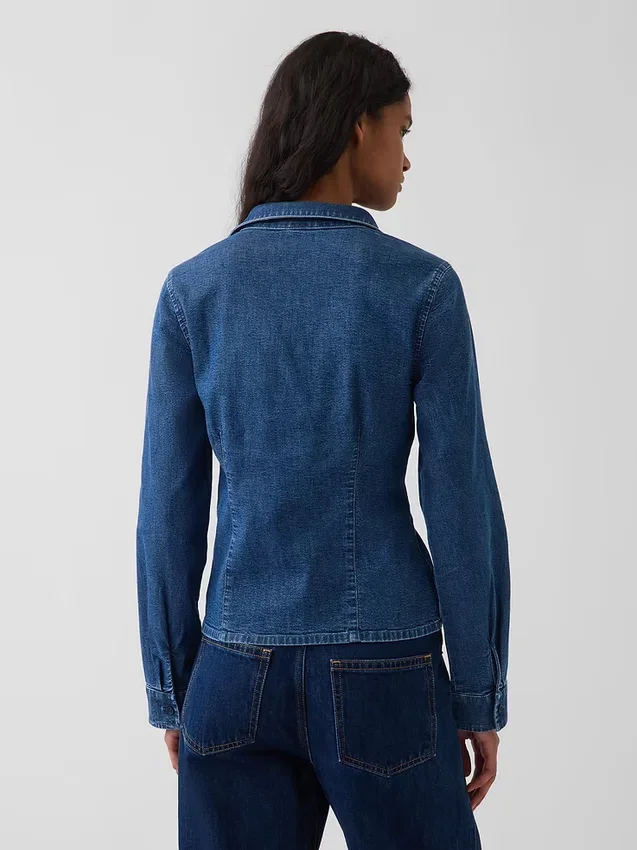 Tajt sittande skjorta i denim