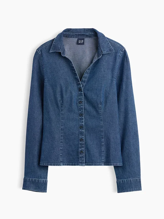 Tajt sittande skjorta i denim