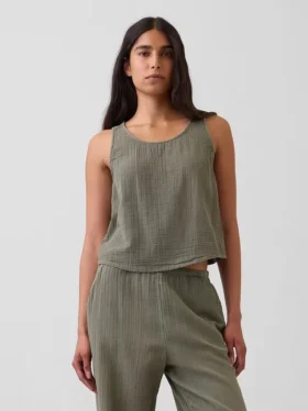 Tanktop i bomullsgasväv