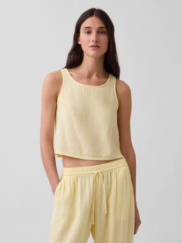 Tanktop i bomullsgasväv