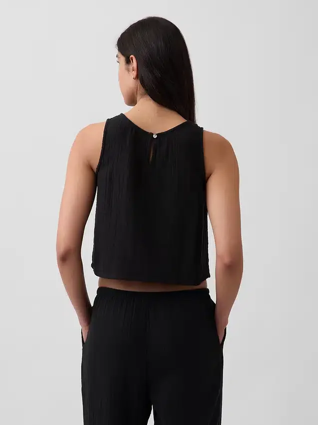 Tanktop i bomullsgasväv